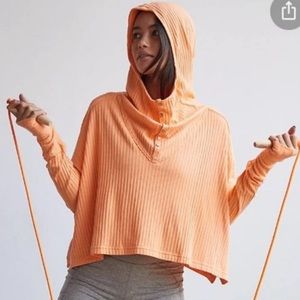 NWOT Free People Movement Blissed Out Ribbed Henley Hoodie